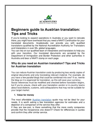 Beginners guide to Austrian translation: Tips and Tricks