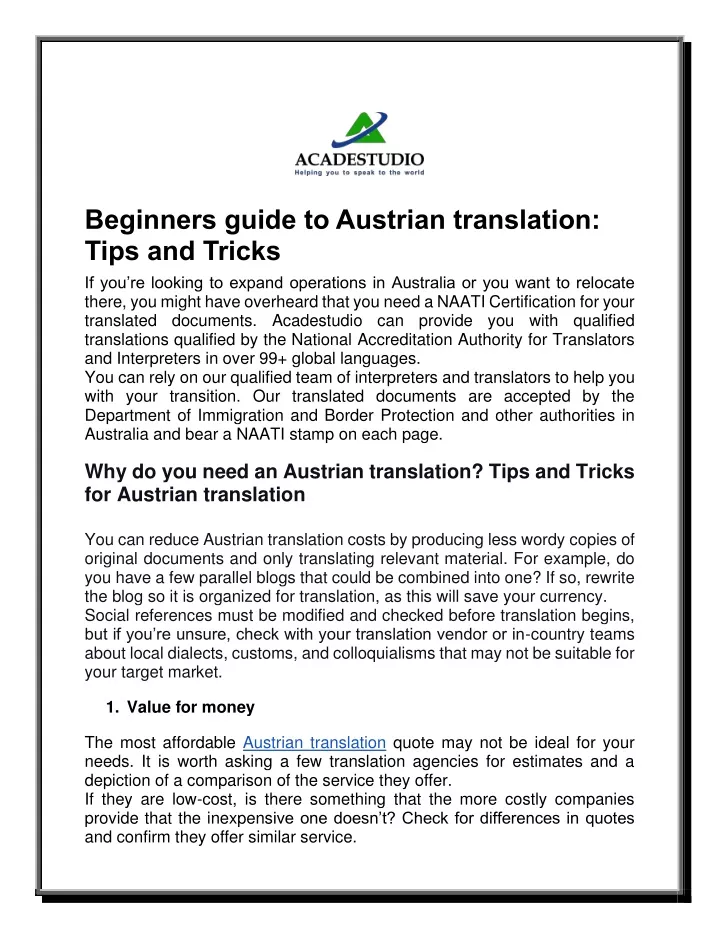 beginners guide to austrian translation tips