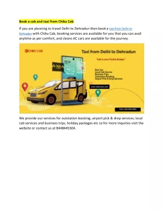 book a cab and taxi from chiku cab