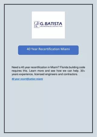 40 Year Recertification Miami