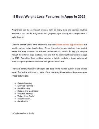 8 best weight loss features in apps in 2023