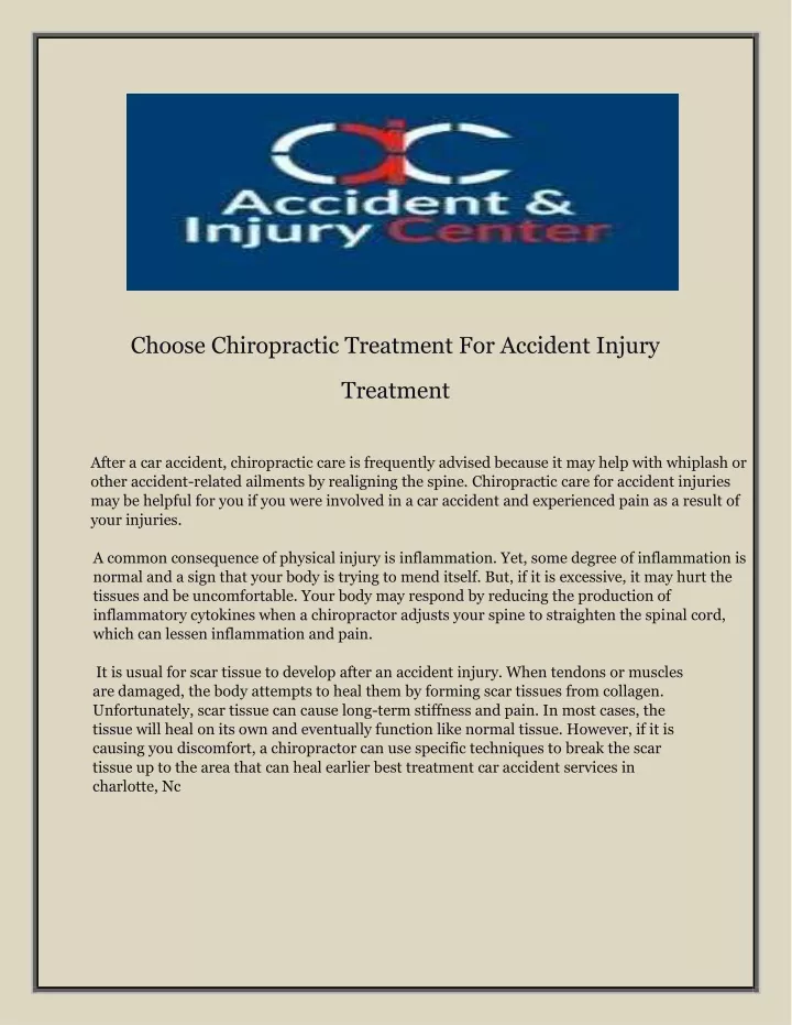 choose chiropractic treatment for accident injury