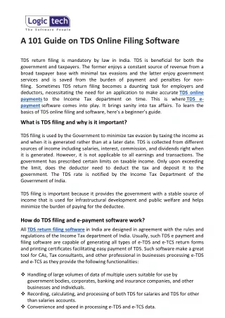 A 101 Guide On TDS Online Filing Software