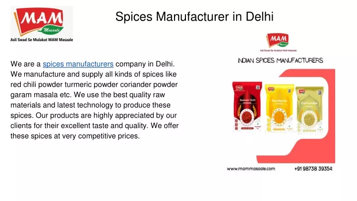 spices manufacturer in delhi