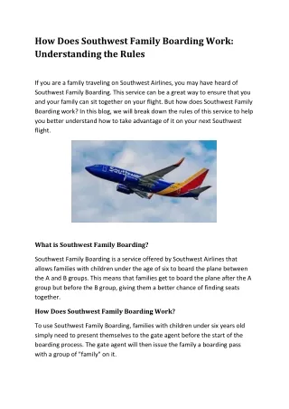 how does southwest family boarding work