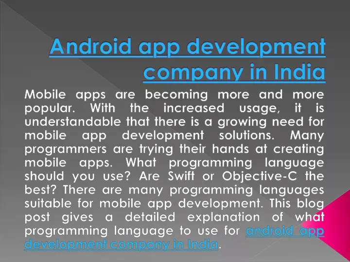 a ndroid app development company in india