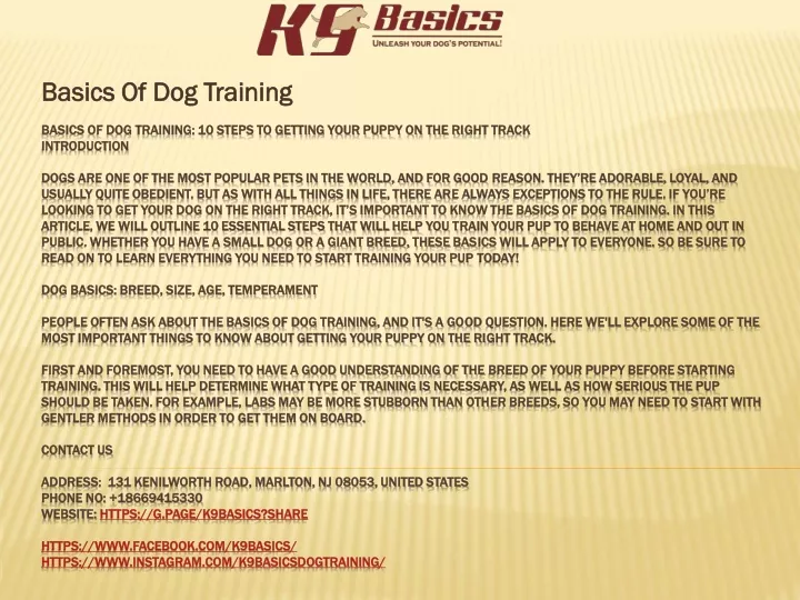 dog training powerpoint presentation