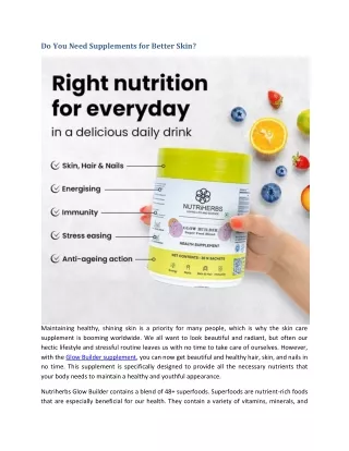 Do You Need Supplements for Better Skin