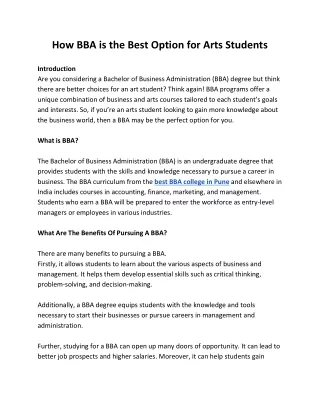 how bba is the best option for arts students