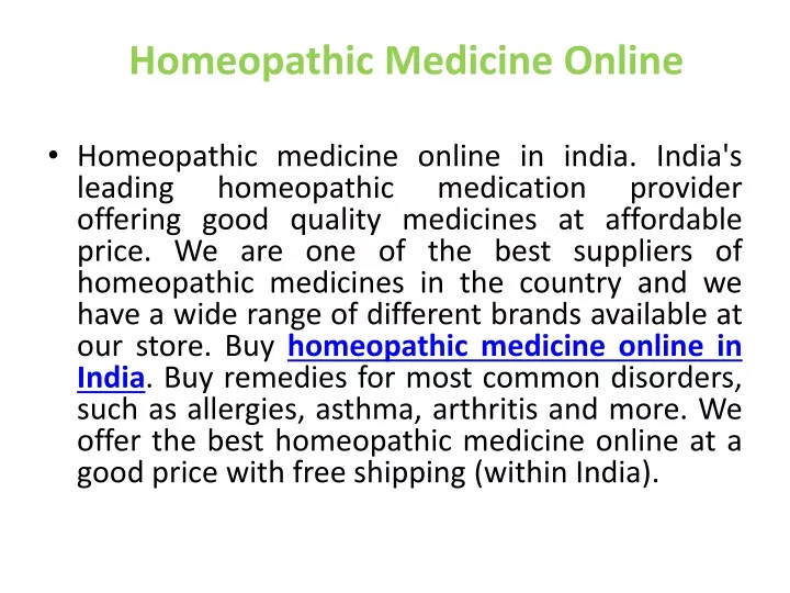 homeopathic medicine online