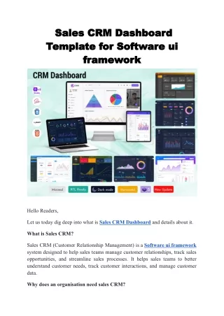 sales crm dashboard template for software