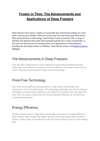 frozen in time the advancements and applications