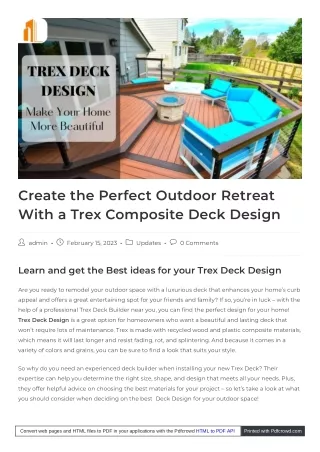 Learn about trex deck design and get more ideas