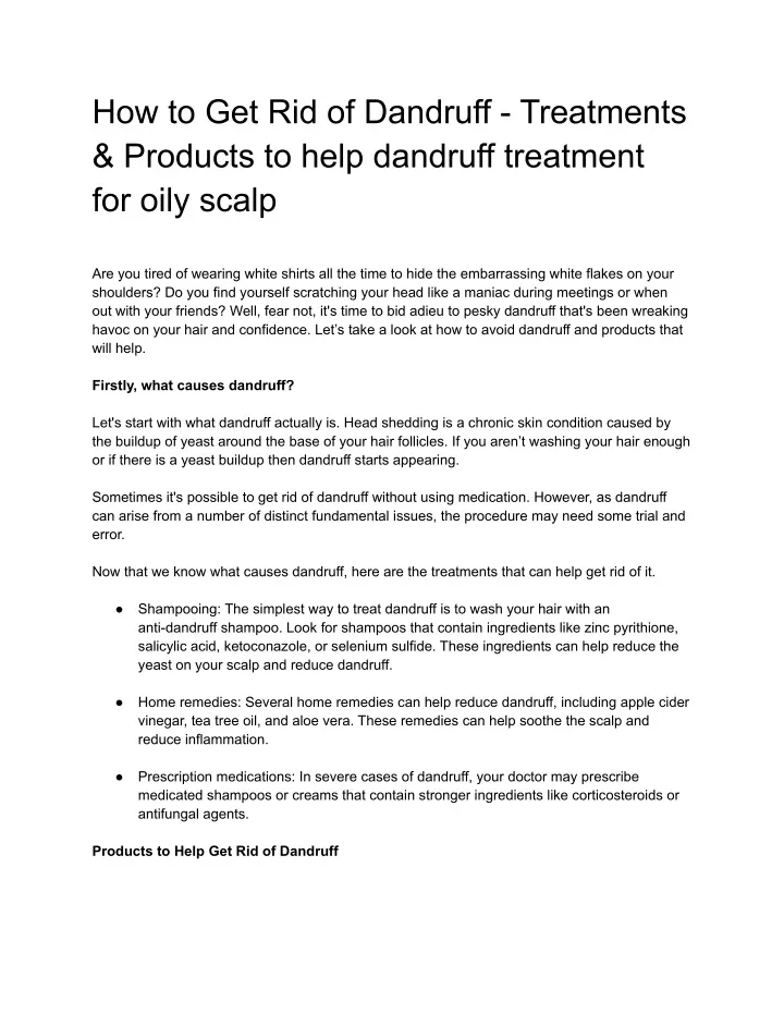 how to get rid of dandruff treatments products
