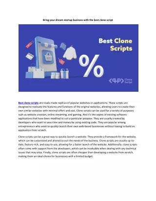 Bring your dream startup business with a best clone script