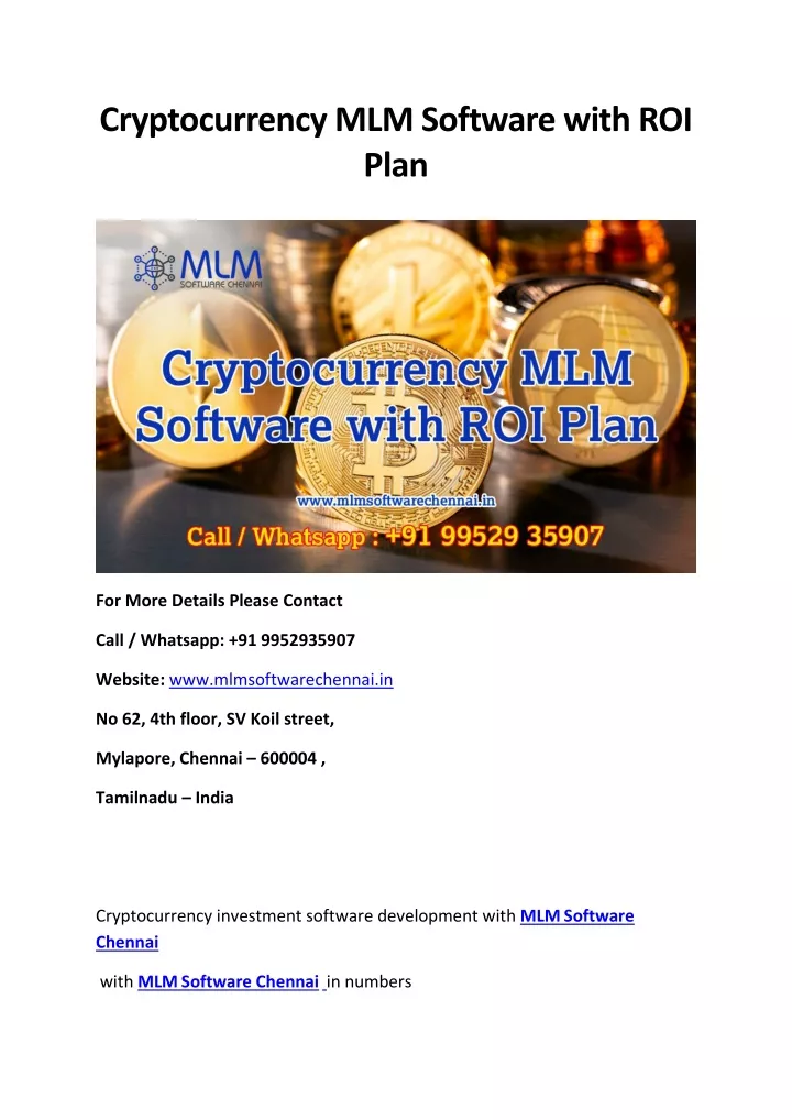 cryptocurrency mlm software with roi plan