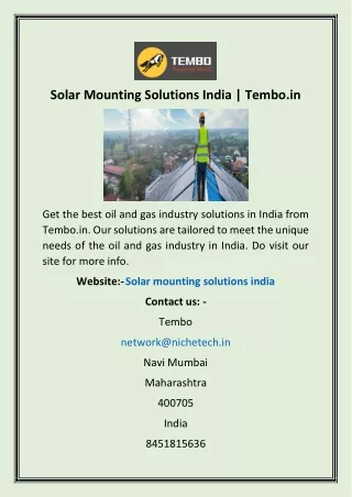 Solar Mounting Solutions India  Tembo.in