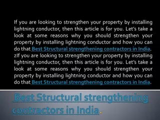 best structural strengthening contractors in india