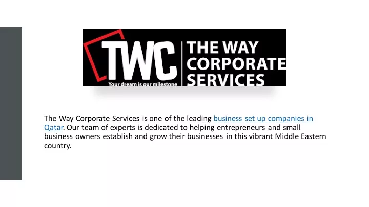 the way corporate services is one of the leading
