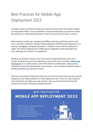 best practices for mobile app deployment 2023