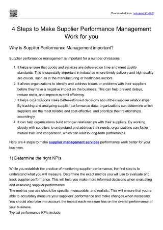 4 Steps to Make Supplier Performance Management Work for you