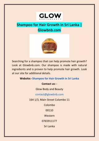 Shampoo for Hair Growth in Sri Lanka | Glowbnb.com