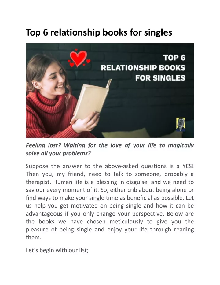 Ppt Top 6 Relationship Books For Singles Powerpoint Presentation Free Download Id11991629