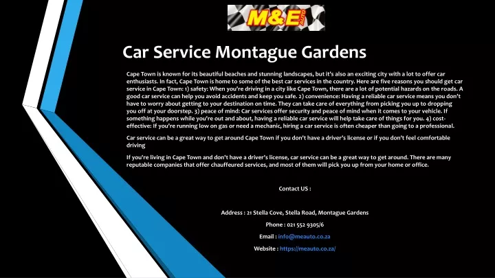 car service montague gardens