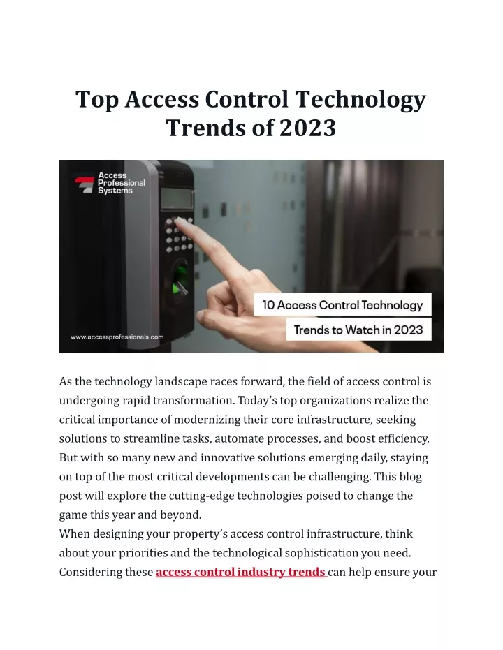 PPT - Top Access Control Technology Trends Of 2023 PowerPoint ...