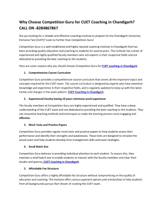 why choose competition guru for cuet coaching