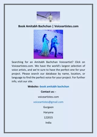 Book Amitabh Bachchan | Voiceartistes.com