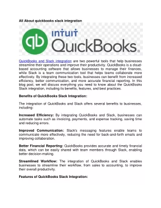 How does quickbooks slack integration work?