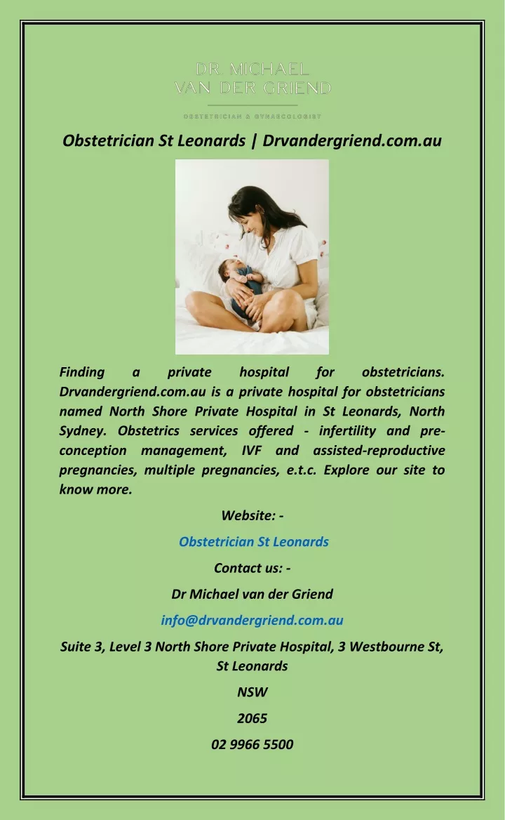 obstetrician st leonards drvandergriend com au