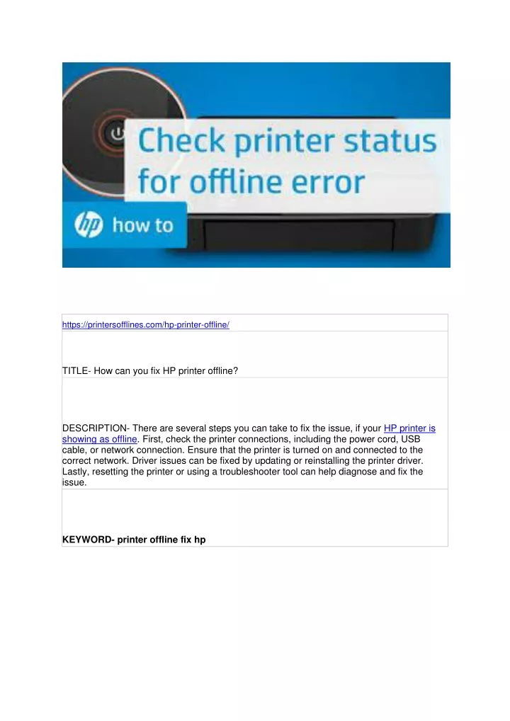 https printersofflines com hp printer offline