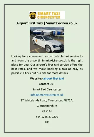 Airport First Taxi | Smartaxiciren.co.uk