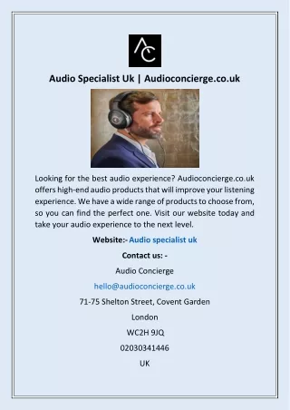 Audio Specialist Uk | Audioconcierge.co.uk