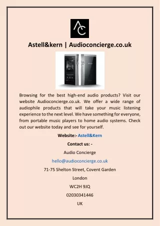 Astell&kern | Audioconcierge.co.uk