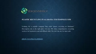 Plastic Recycling In Alabama  Excesspoly.com