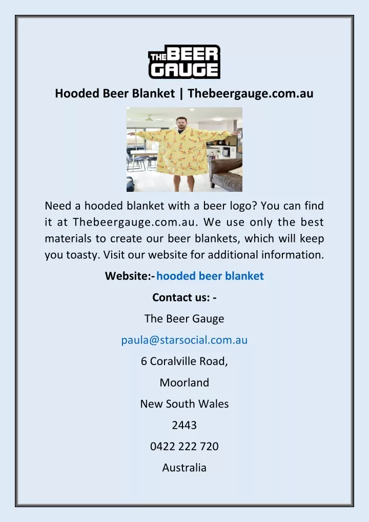 hooded beer blanket thebeergauge com au