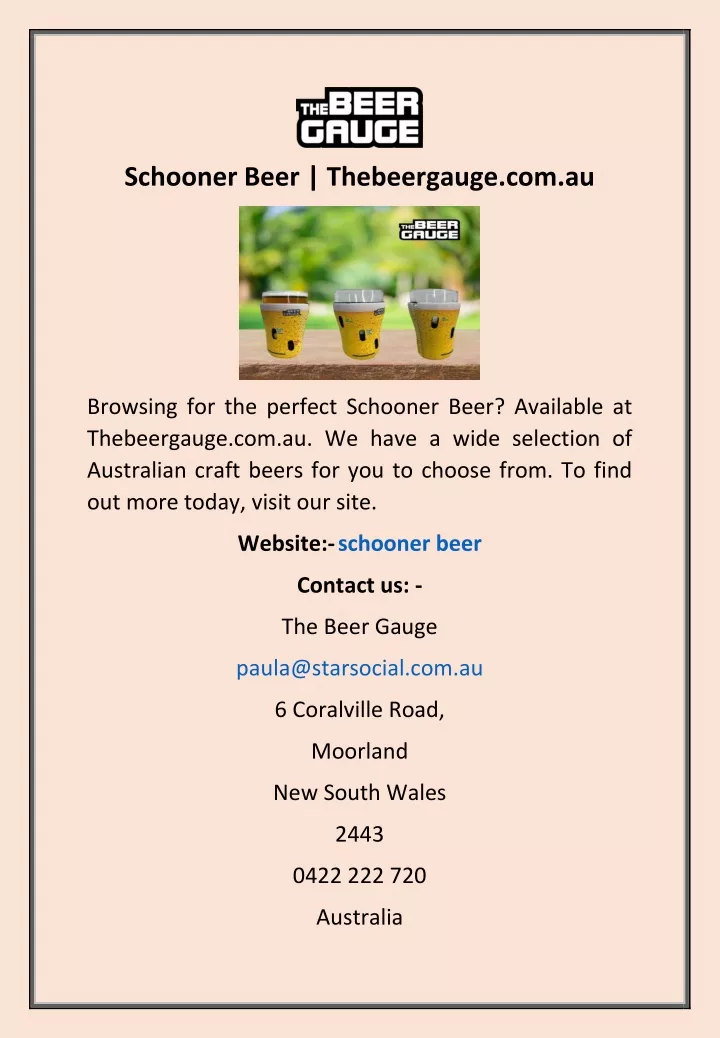 schooner beer thebeergauge com au