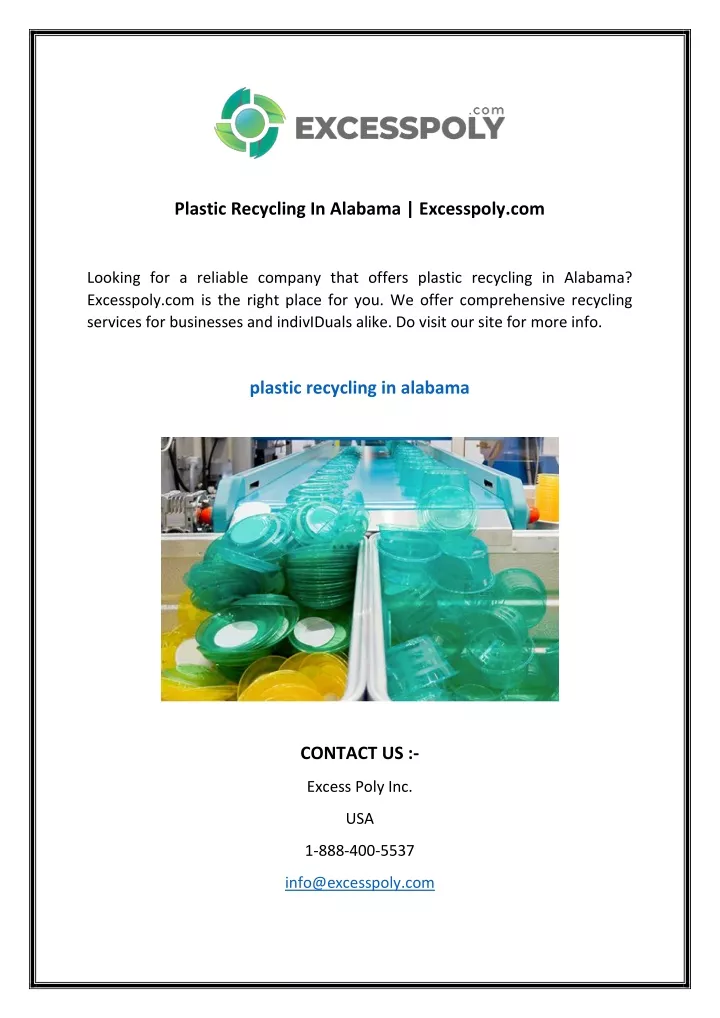 Ppt Plastic Recycling In Alabama Excesspoly Com Powerpoint