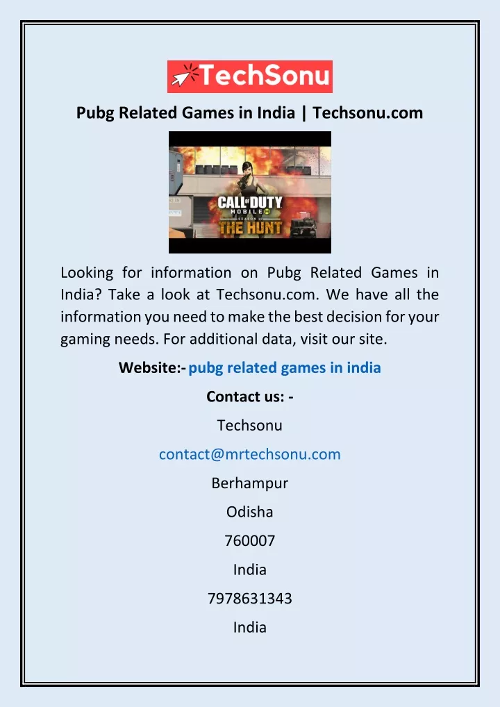pubg related games in india techsonu com