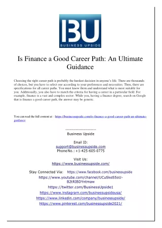Is Finance a Good Career Path An Ultimate Guidance