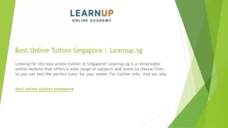 Best Online Tuition Singapore  Learnup.sg