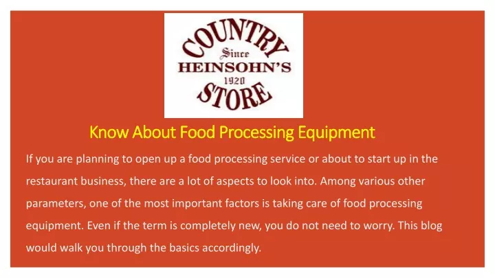 know about food processing equipment