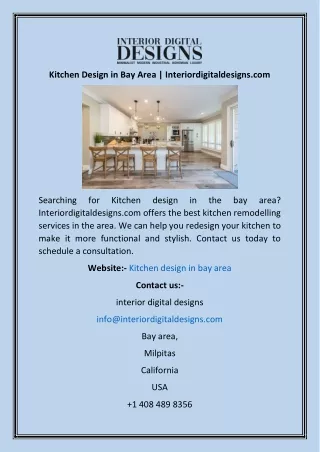 Kitchen Design in Bay Area  Interiordigitaldesigns
