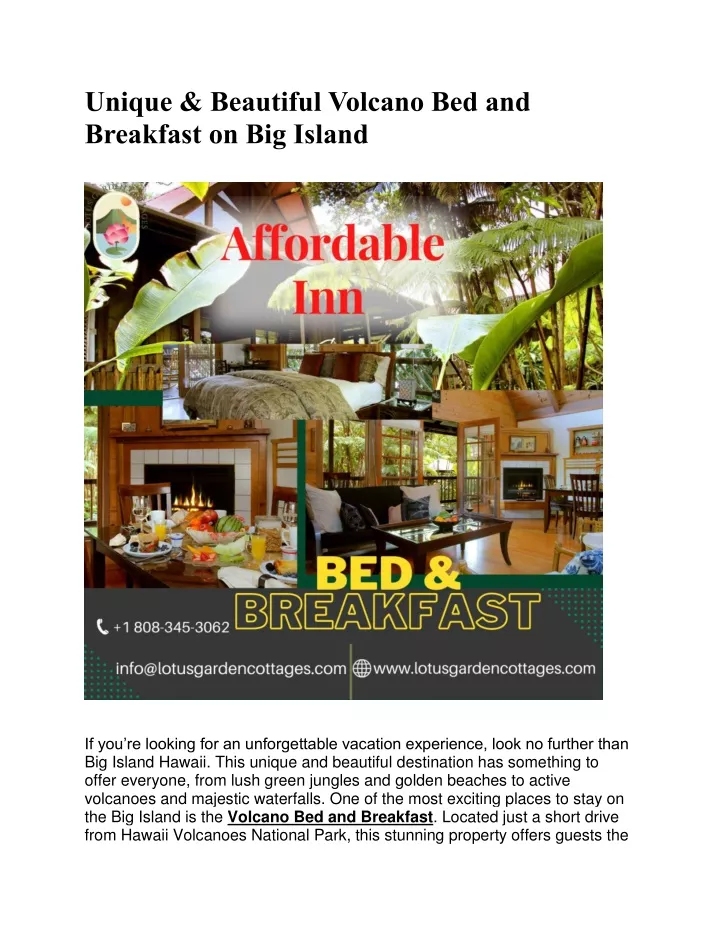 unique beautiful volcano bed and breakfast