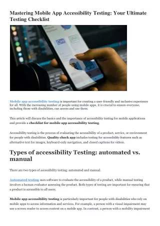 Mastering Mobile App Accessibility Testing: Your Ultimate Testing Checklist