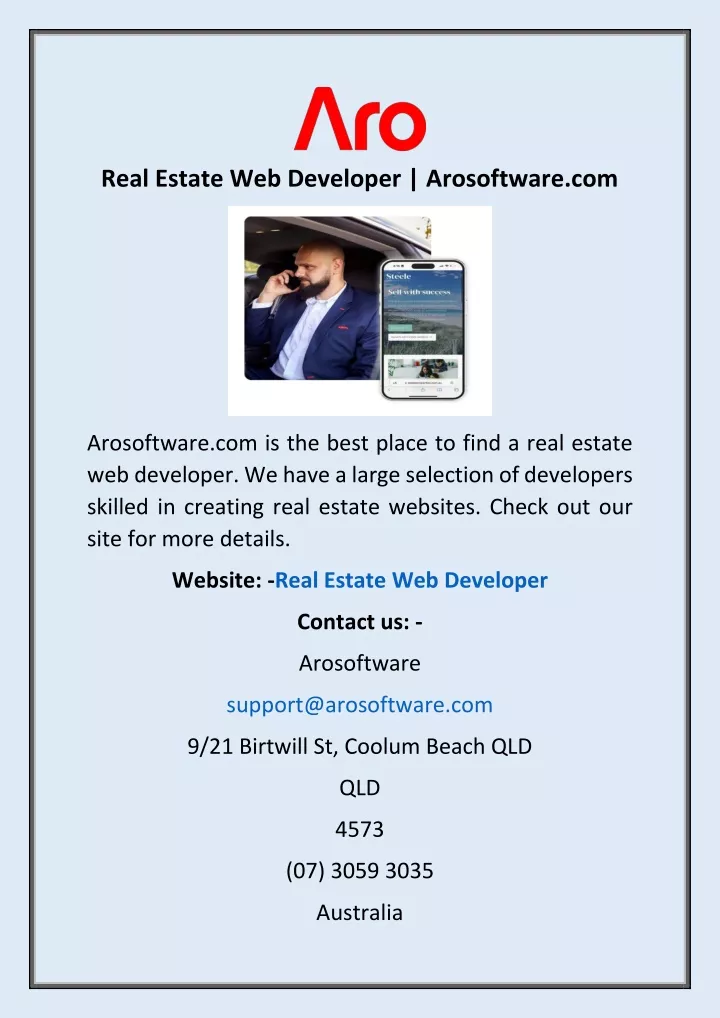 real estate web developer arosoftware com