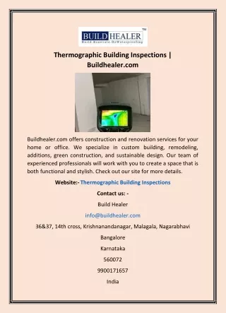 Thermographic Building Inspections | Buildhealer.com